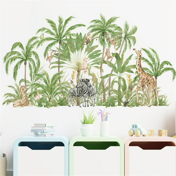 Tropical Leaves Green-Plant Wall Stickers PVC Nursery Decal Art Mural Room Decor